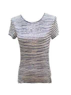Express Navy Blue And White Striped Burnout Tee